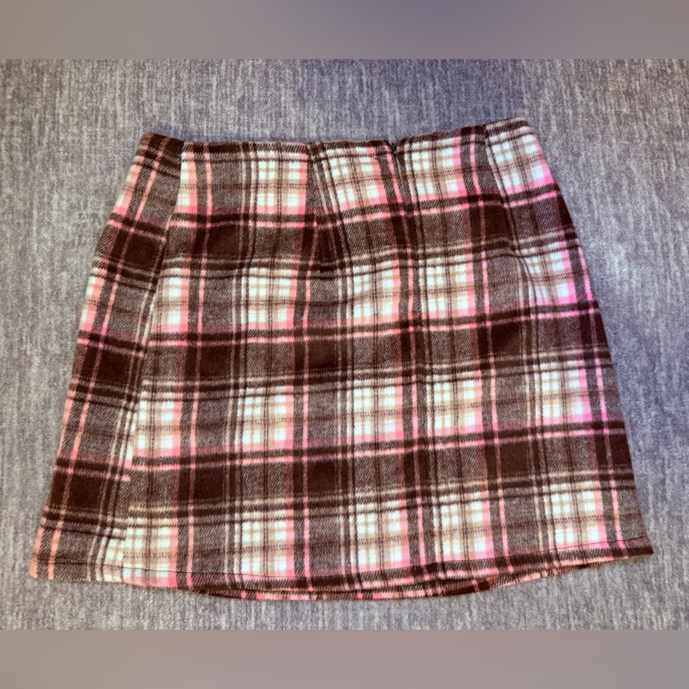 Forever 21 Pink and Brown Plaid Mini Skirt